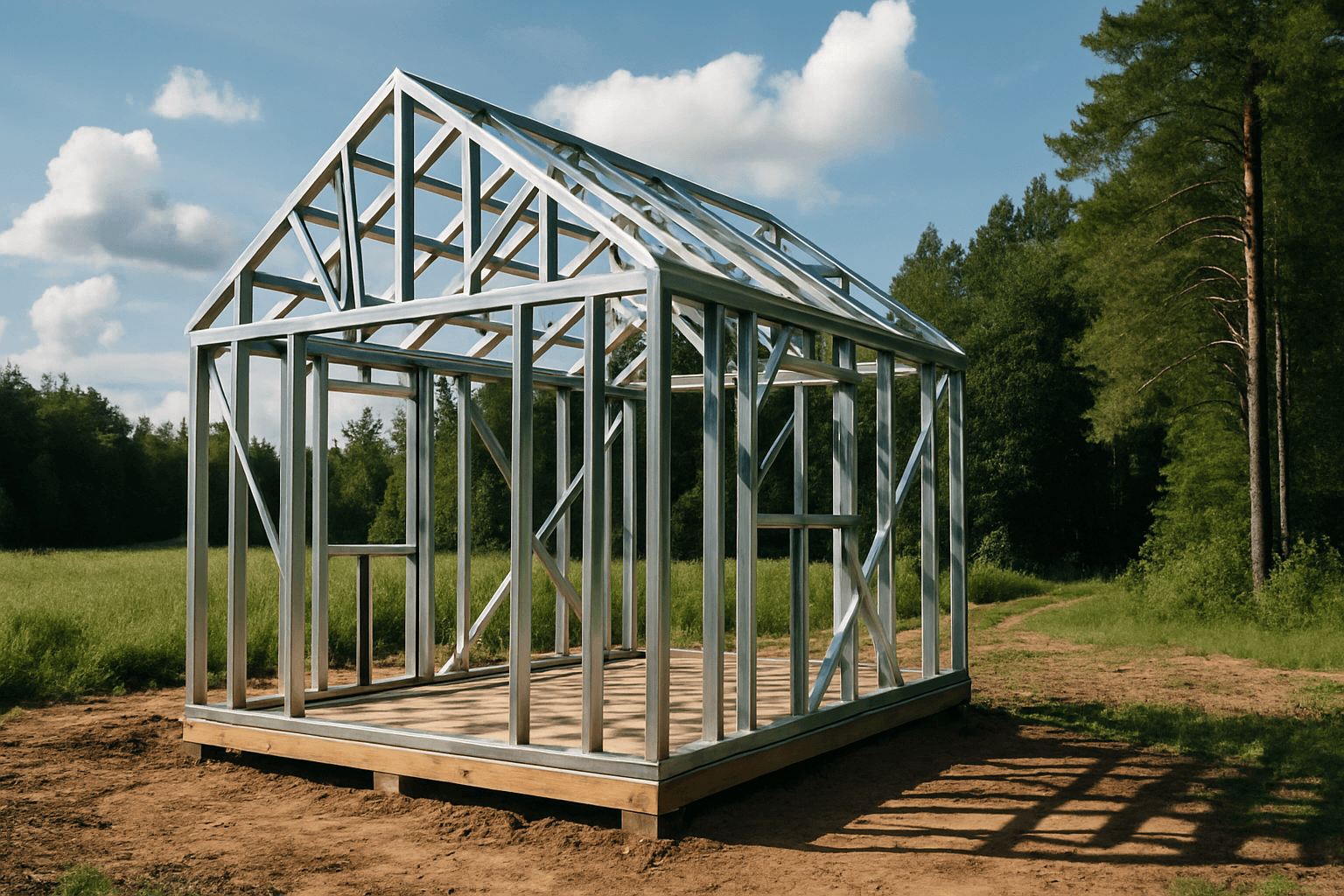 Laka čelična konstrukcija (LGS) za kućicu usred prirode